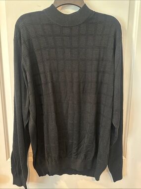 Perry Ellis Men's Black Patterned Turtleneck Sweater